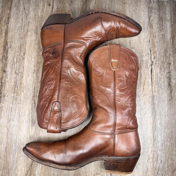 Vintage Stewart Fine Handmade Western Cowboy Boots Men 10D Brown Leather USA main image 6